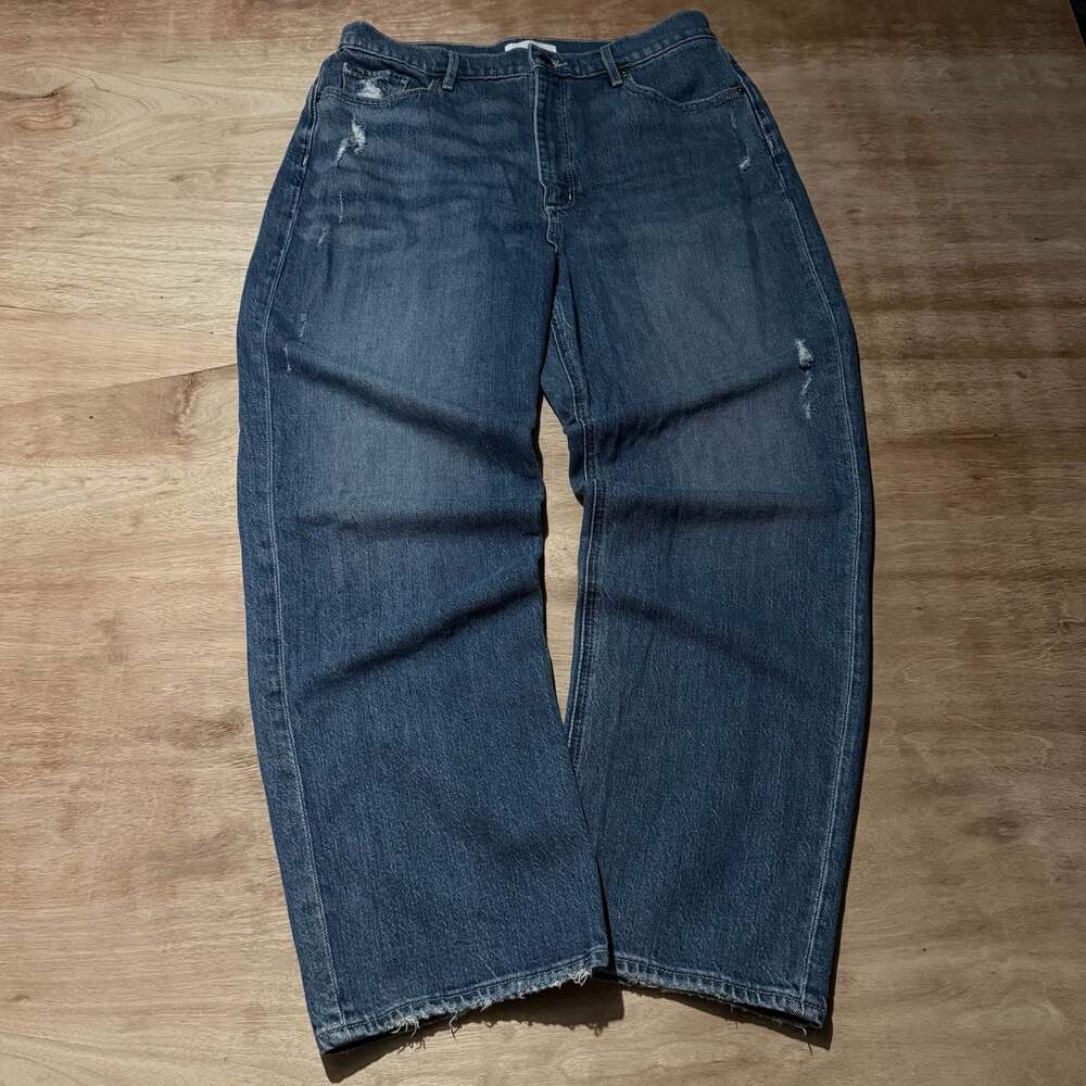LOFT 90s Straight Jeans Women’s 10/30 Blue Distressed High Rise Denim